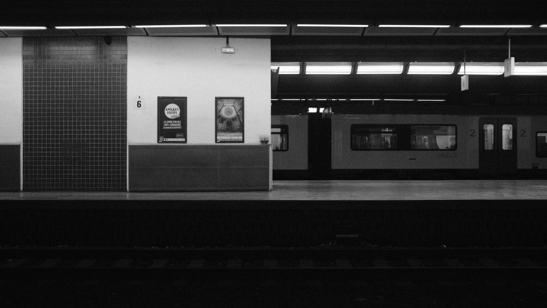 SNCB train at the platform beneath Brussels Airport terminal