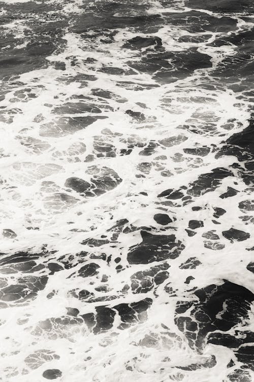 Free A black and white photo of the ocean Stock Photo