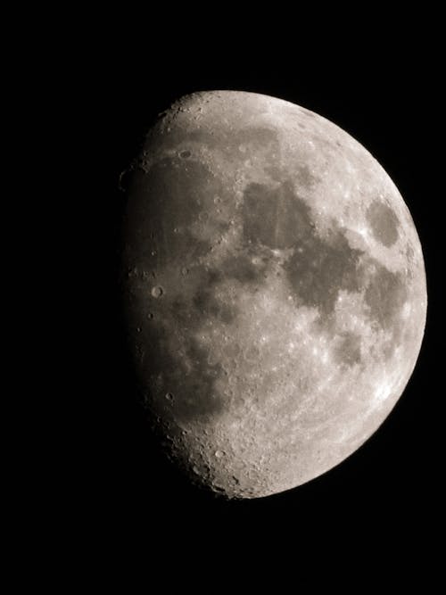 The moon is shown in this black and white photo