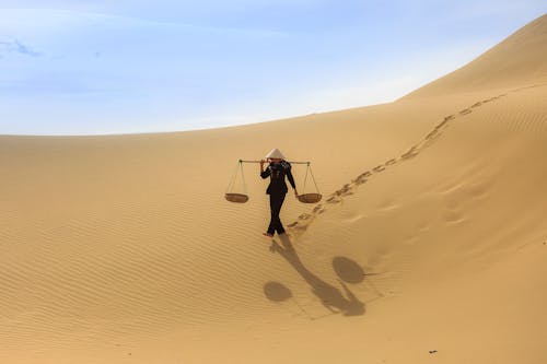 Persoon Die Op Woestijn Loopt