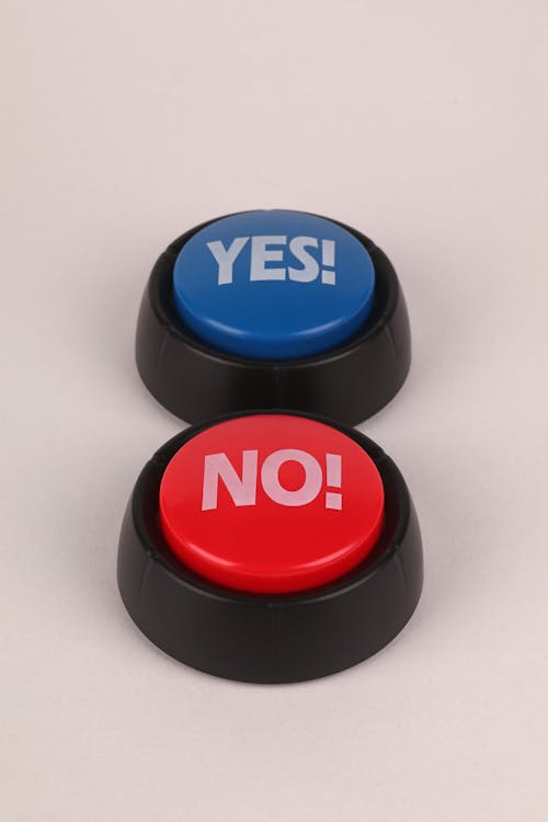 Two buttons with the word yes and no