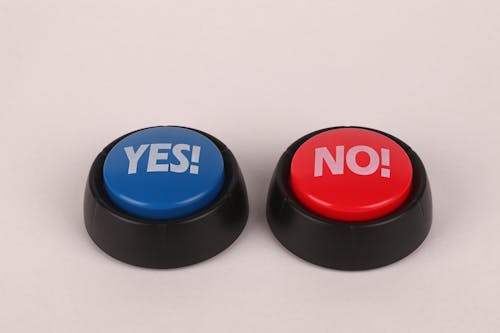 Two buttons with yes and no on them