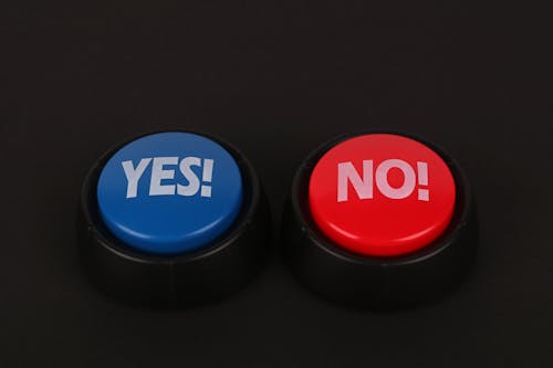 Two buttons with the word yes and no