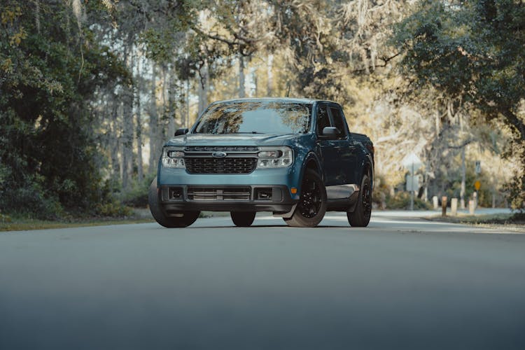 Truck Car On Road In Forest