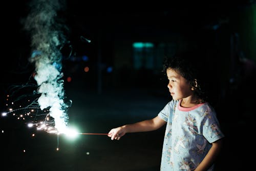 Free Dhiyah Playing Fireworks Stock Photo