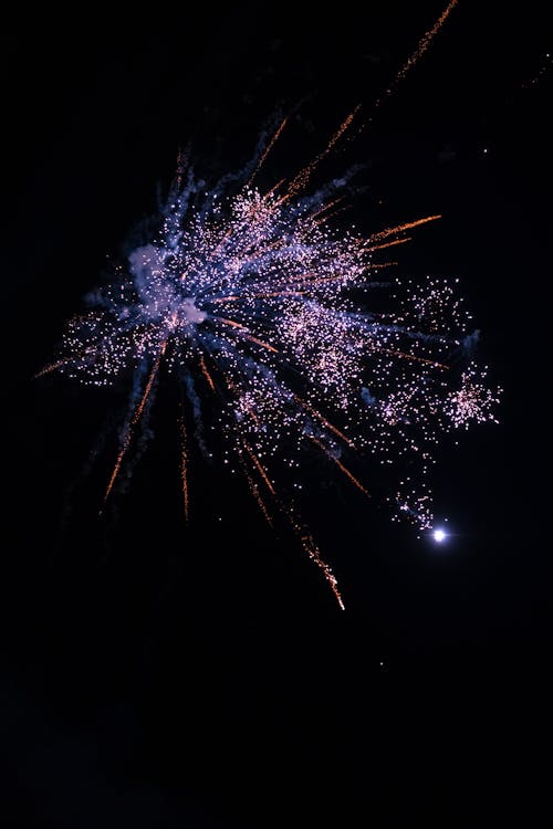 Fireworks in the dark sky with a black background