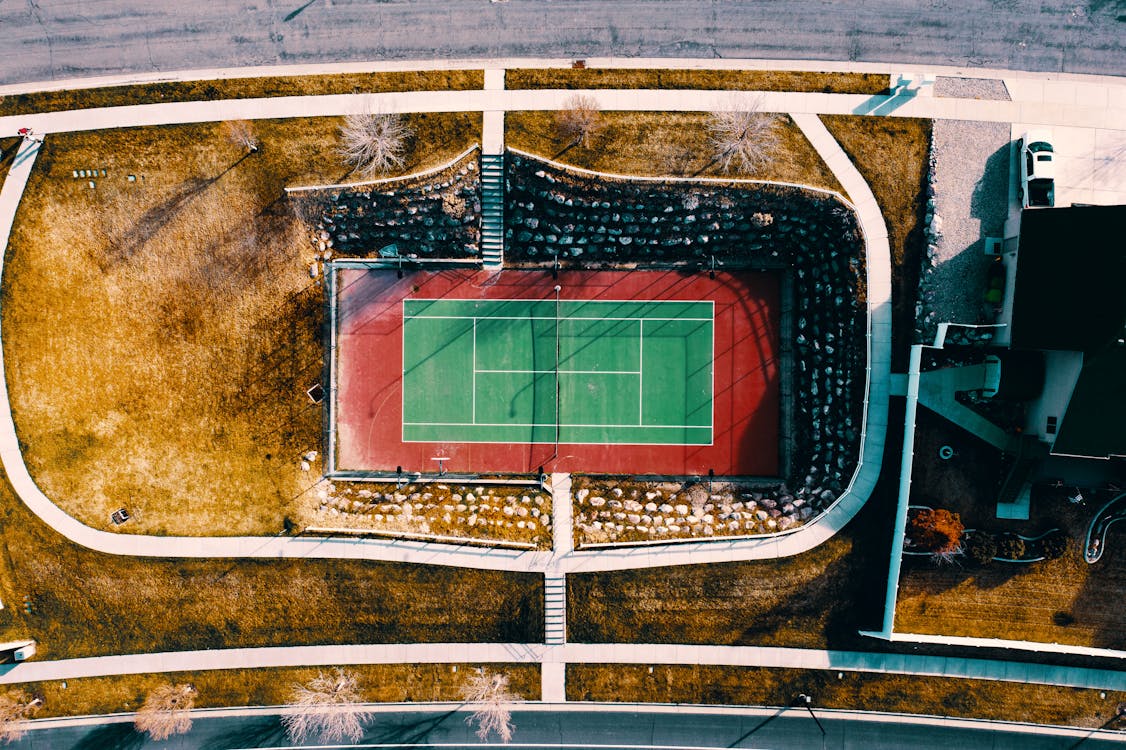 Foto stok gratis dengung, fotografi drone, lapangan tenis