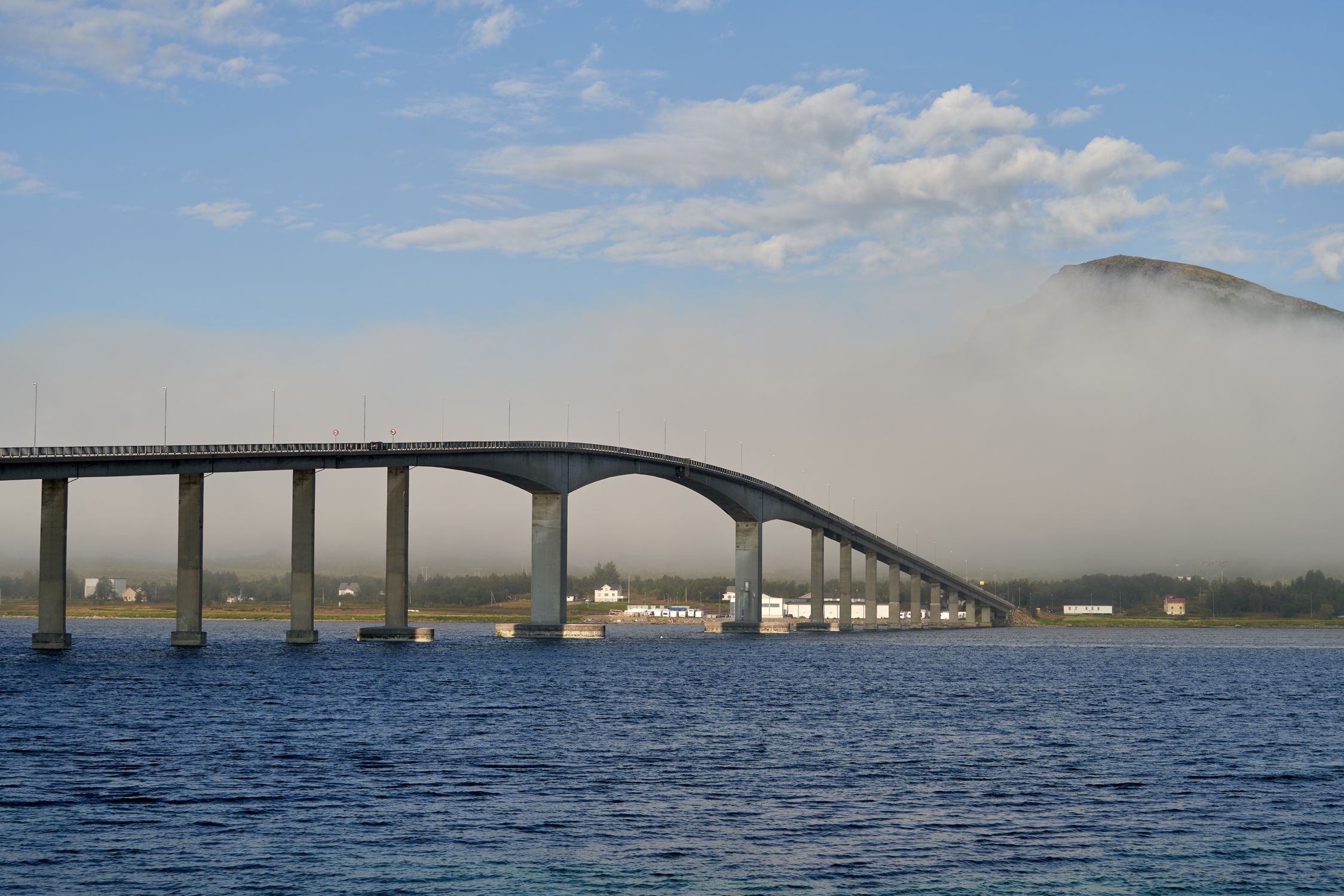 Sortland Bridge Sortland Bridge: Cloudy Mountains and Lofoten Seas · Free Stock Photo
