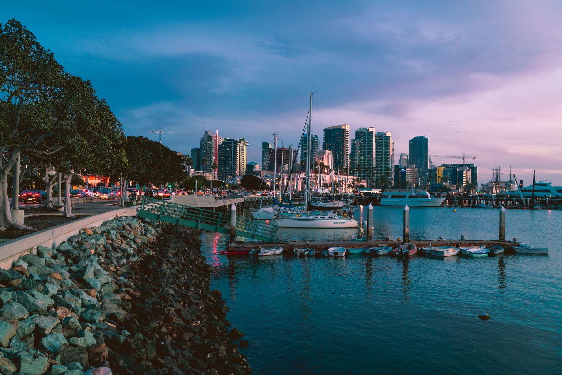San Diego marina at sunset