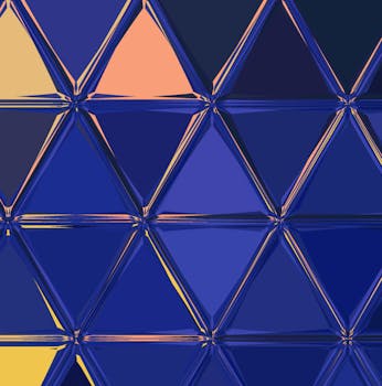 抽象几何图案采用充满活力的蓝色三角形和马赛克设计