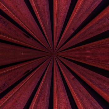 这件木质纹理的抽象放射状艺术作品，呈现出星爆图案