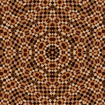 这件具有复杂棕色几何图案的抽象艺术品，非常适合现代装饰