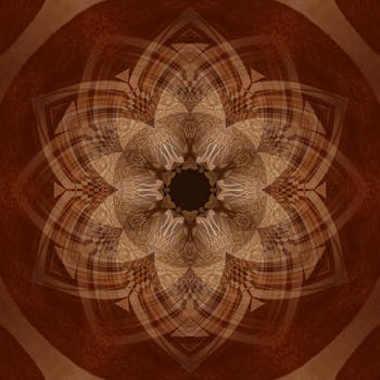 这款带有几何图案的棕色曼陀罗细节丰富，非常适合创意和艺术背景