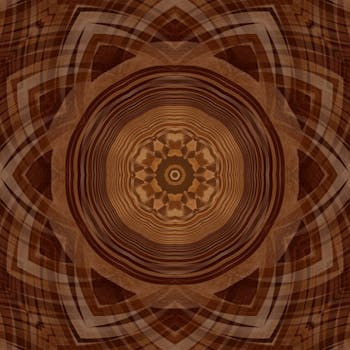 复杂的棕色抽象曼达拉图案非常适合现代设计和背景