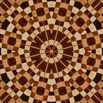 棕色色调的详细艺术几何图案营造出马赛克效果