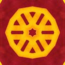 几何曼陀罗图案色彩缤纷，中央有一颗星，形状对称