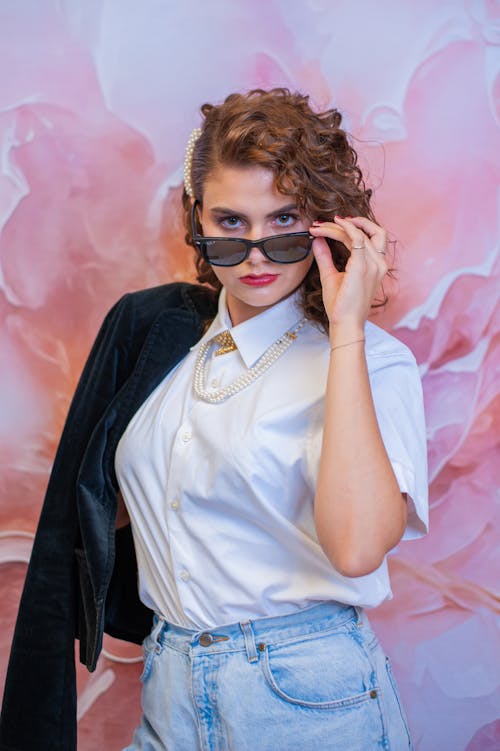 Free Woman Posing with Sunglasses On Stock Photo