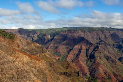 The view of the mountains from the top of a cliff