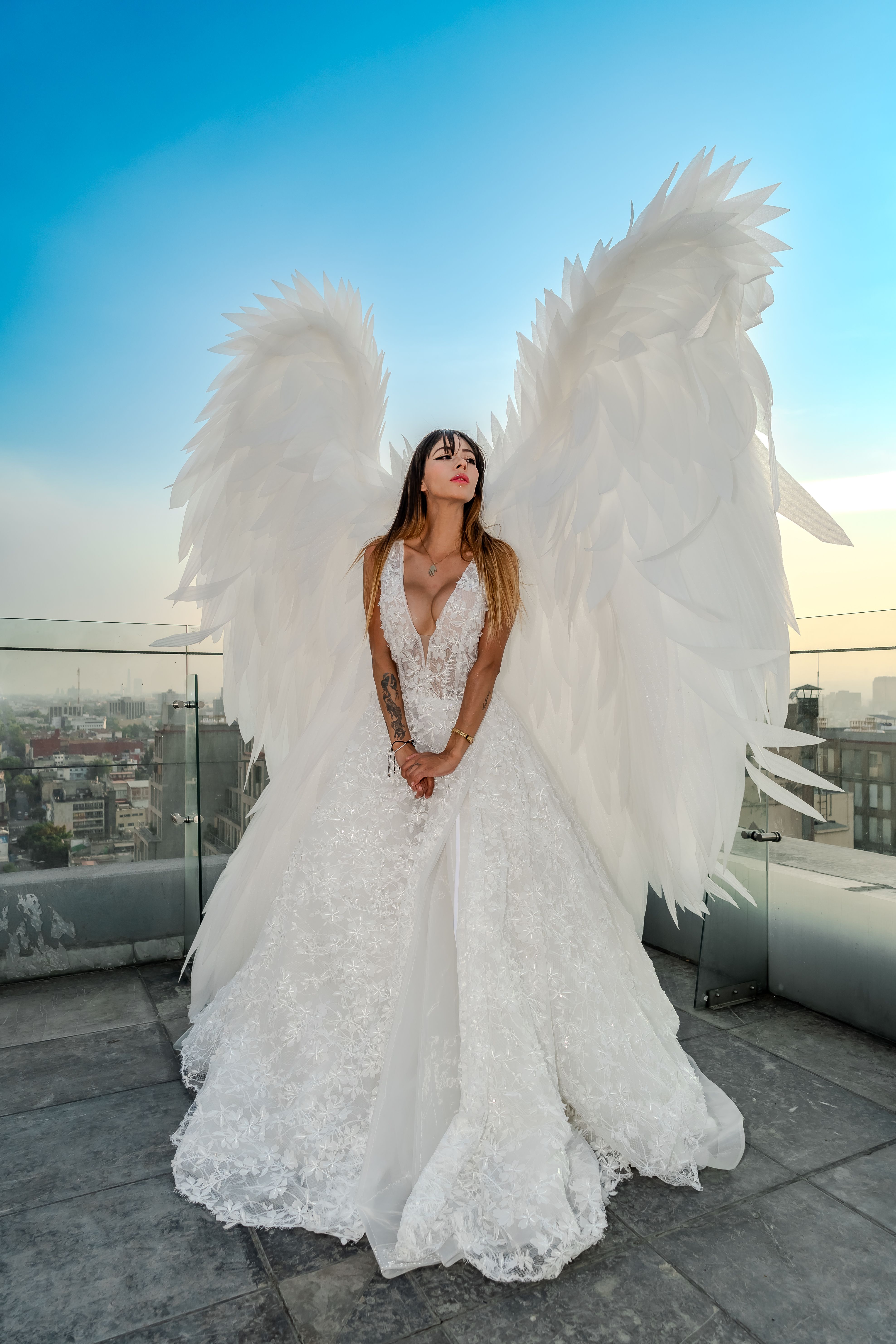 green emerald velvet dress Detachable Tulle Wings main image 1