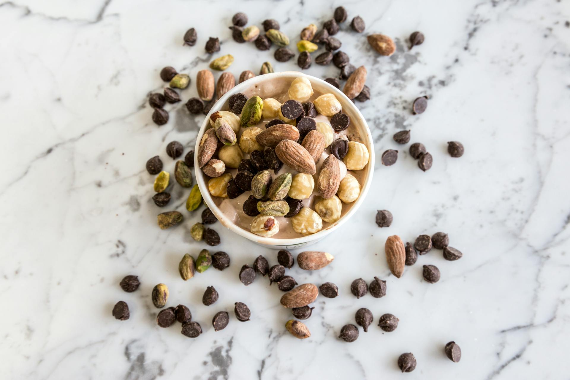 Nuts in Round White Bowl