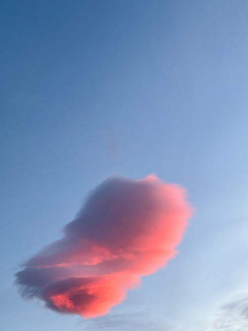 Free A cloud shaped like a heart is seen in the sky Stock Photo