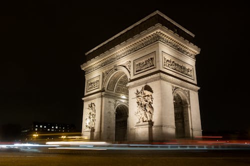 Free The arc de triomphe in paris at night Stock Photo