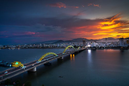 Bird's Eye View Of City During Dawn