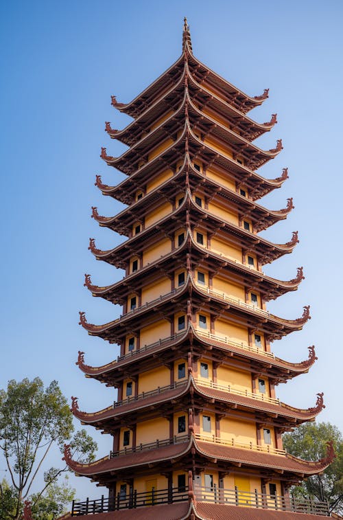 Free Tower in Buddha Temple in Vietnam  Stock Photo