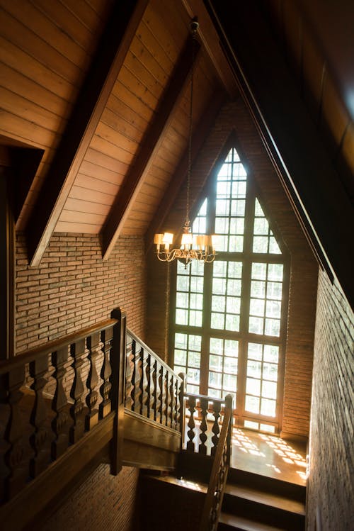 Free Interior of a House with Wood and Brick Stock Photo