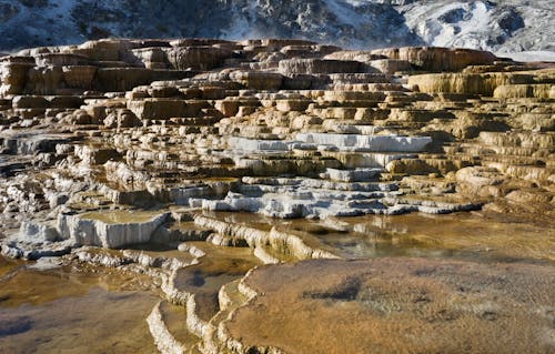 The yellowstone geyser basin is covered in water