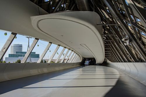 Free Explore the sleek lines and innovative design of the Zaragoza Bridge Pavilion in Spain. Stock Photo
