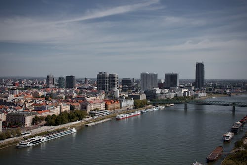 Free A view of the danube river and city from a high vantage point Stock Photo