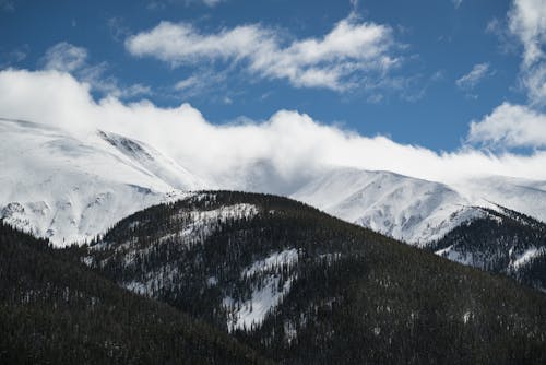 A view of the mountains with snow on them