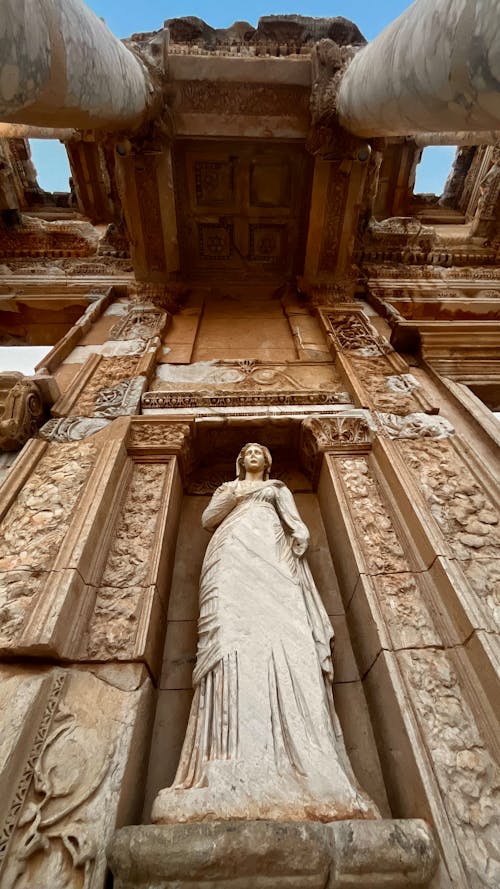 Low Angle Shot of a Marble Statue