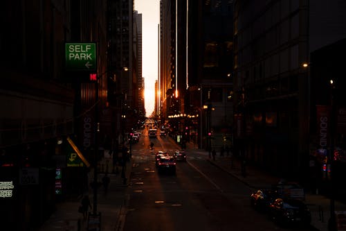 Free Chicagohenge sunset Stock Photo