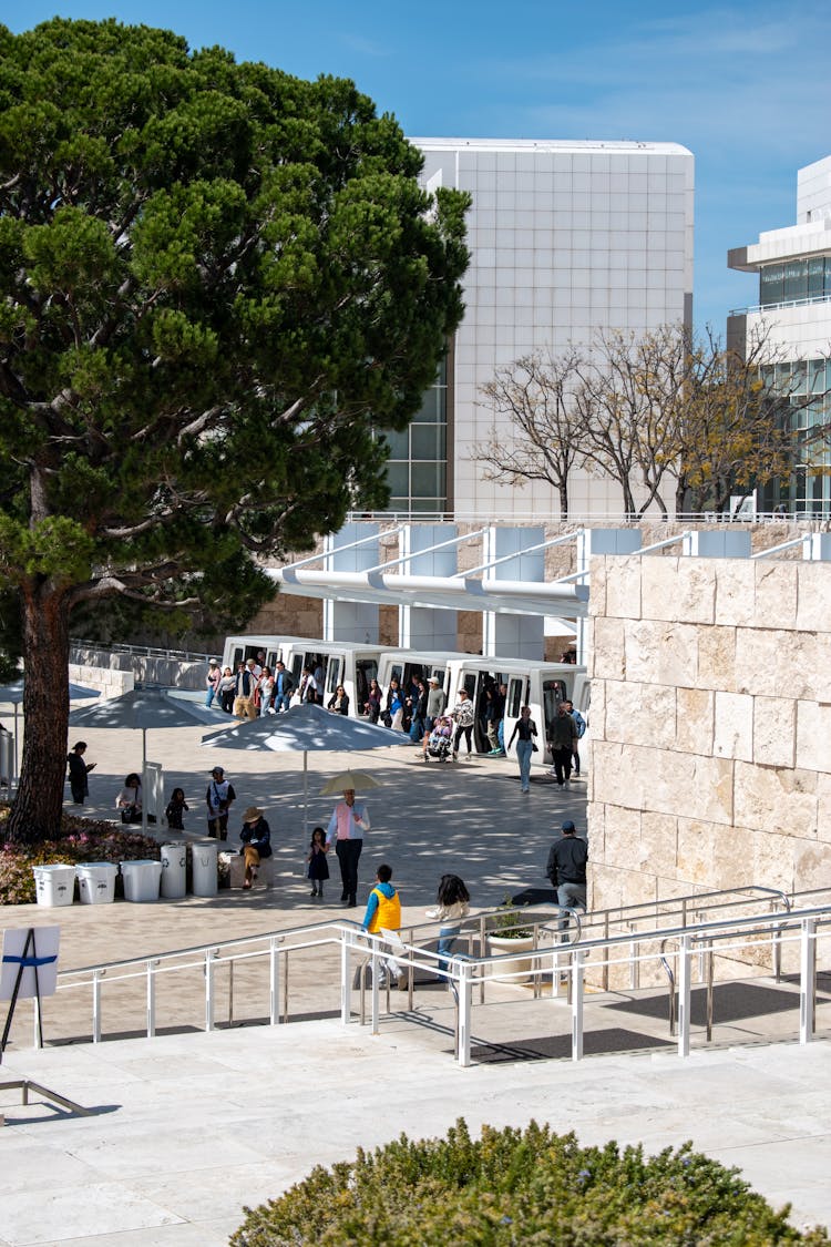 Tourists At The Getty Center In Los Angeles