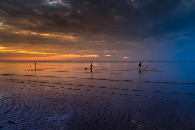 Two Fish Nets In Body Of Water