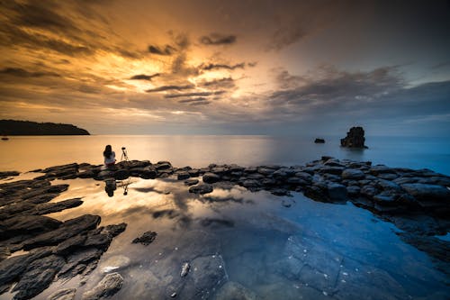 бесплатная Море во время заката Стоковое фото