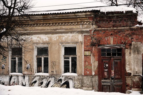 タウンハウス, 冬, 壁の無料の写真素材