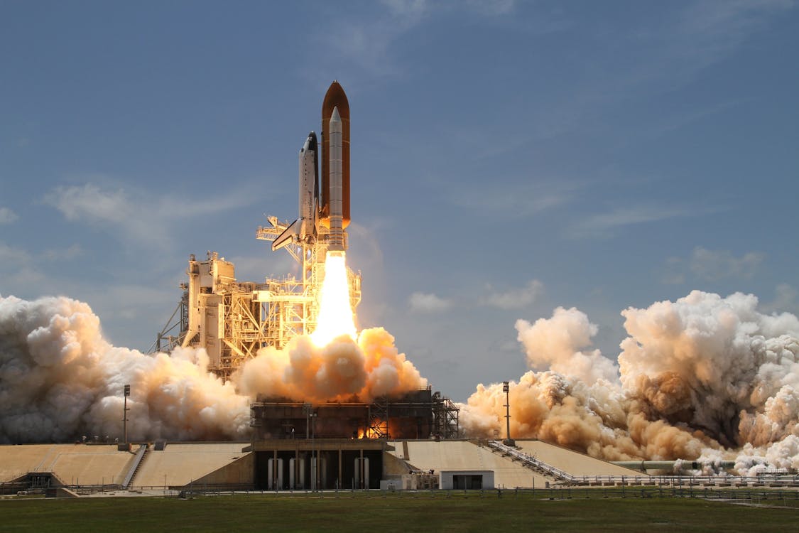 Time Lapse Photography of Taking-off Rocket