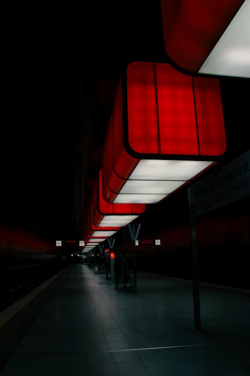 Red Lamps in Subway in Hamburg