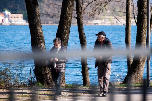 Free stock photo of blue, couple walking, distance Stock Photo