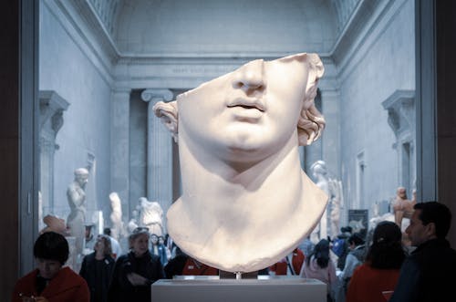 Бюст с белой головой в музее