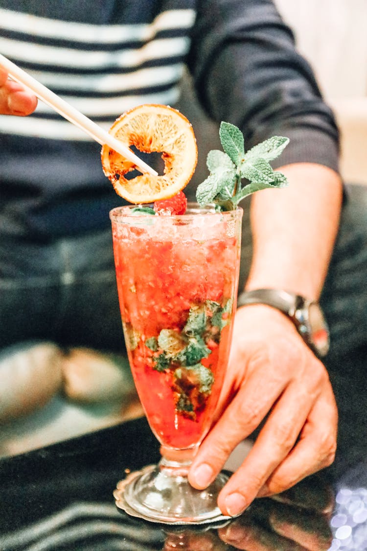 Garnishing Of Dried Fruit On A Smoothie