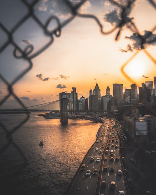 Vehicles Passing By Road In New York