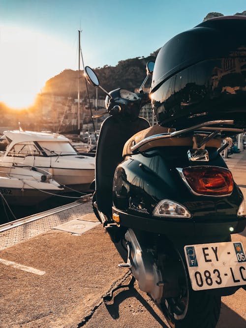 Black and Brown Motor Scooter