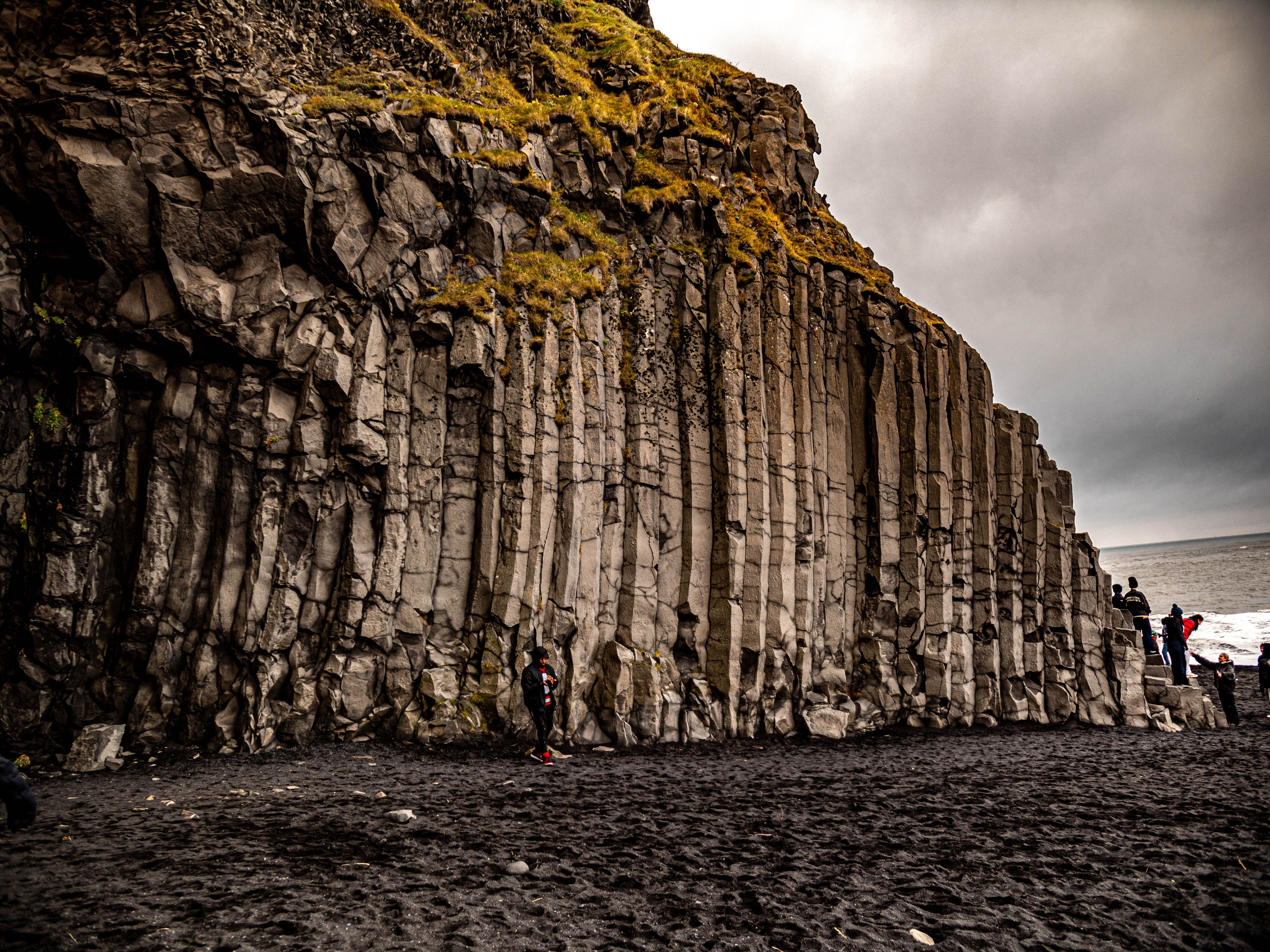 Basalt columns and black sand at Reynisfjara beach