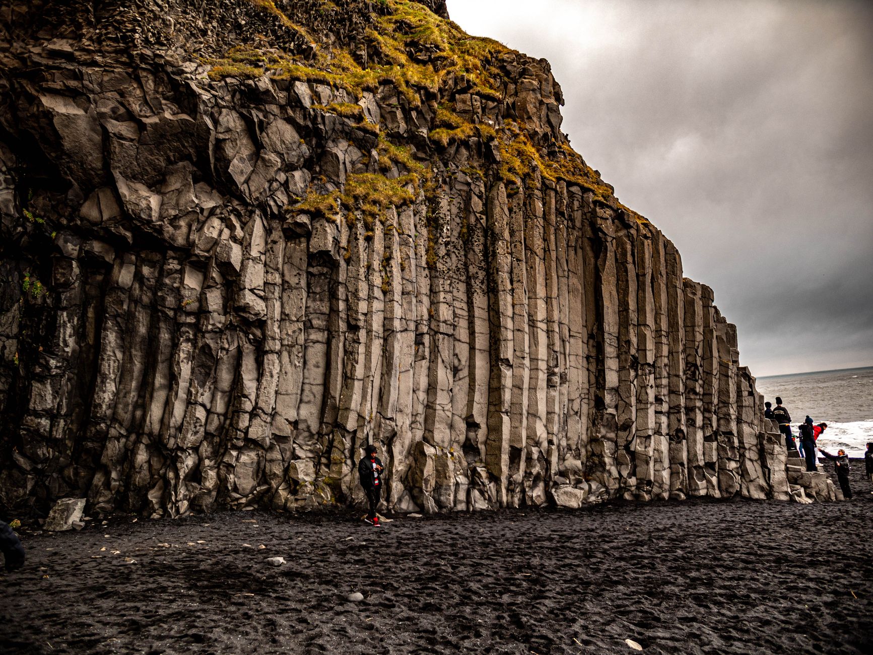 Basalt columns and black sand at Reynisfjara beach
