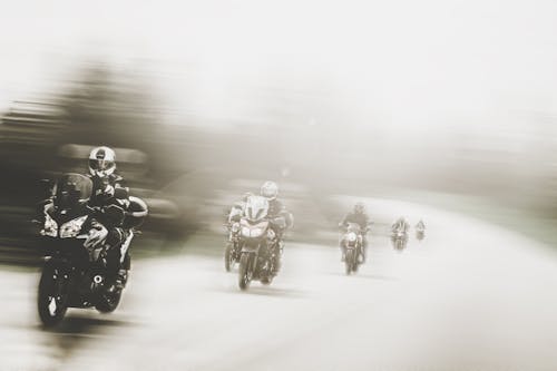 Motorcycle rally in blurred motion