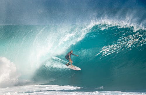 Foto d'estoc gratuïta de , fent surf, home